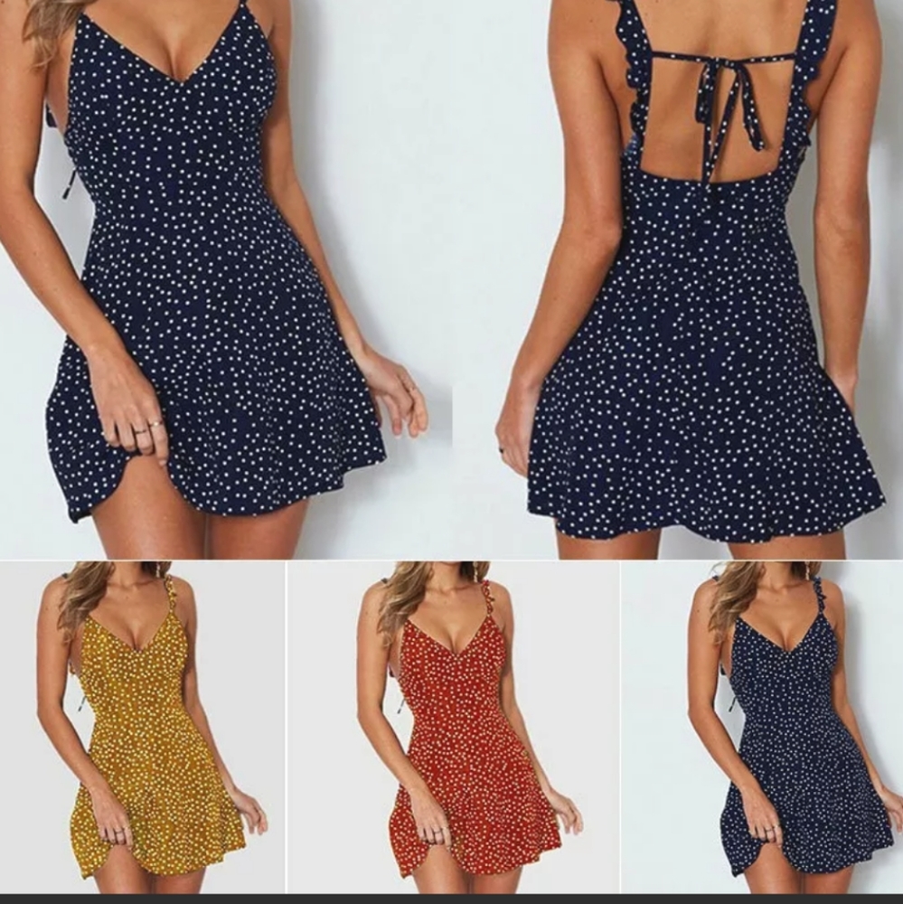 Brand New Dark Blue Polkadot 💙 Short Mini Dress